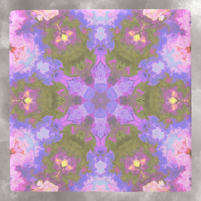 Psychedelic Mandala Blume Lila und blau Steinuntersetzer (Von Creator hochgeladen)