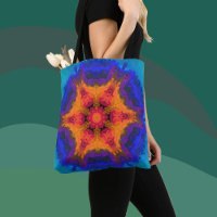 Psychedelic Mandala Blume Orange Red and Blue