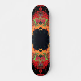 Psychedelic Mandala Blume Rot Orange und Grün Skateboard