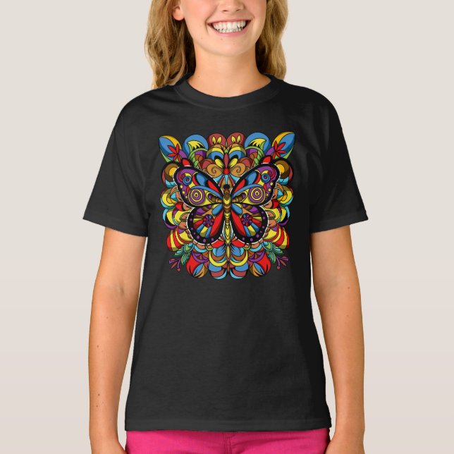 Psychedelic Mandala Butterfly T-Shirt (Vorderseite)