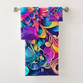 Psychedelic Mandala Design Badhandtuch Set