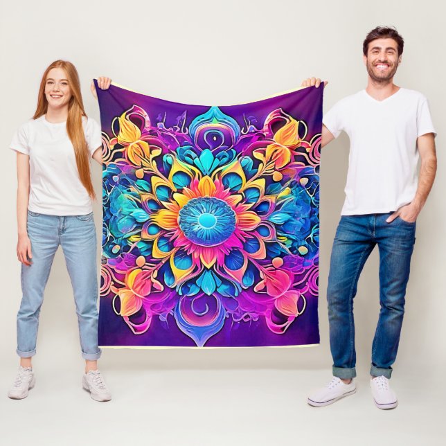 Psychedelic Mandala Design Fleecedecke (Beispiel)