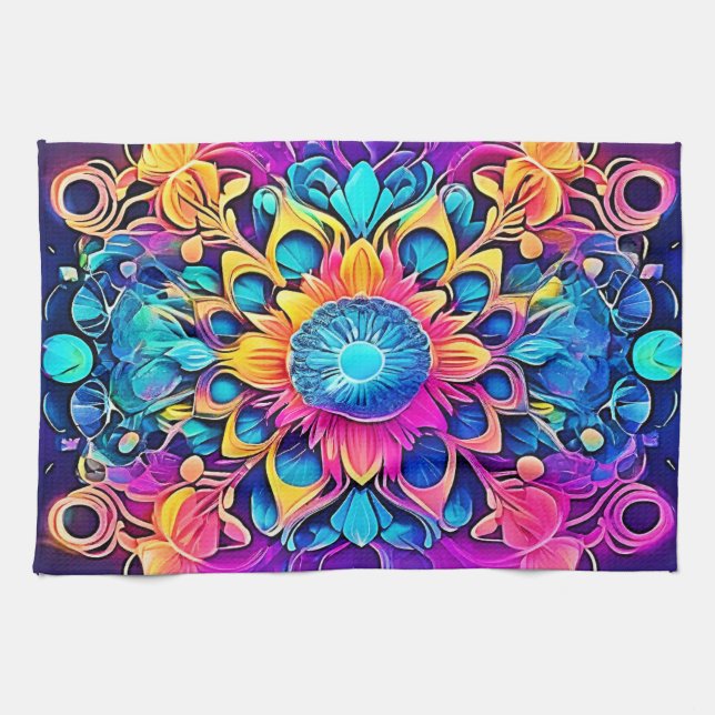 Psychedelic Mandala Design Geschirrtuch (Horizontal)