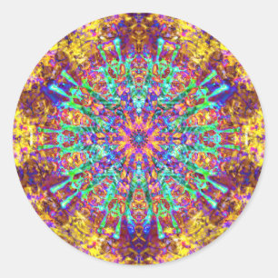Psychedelic Mandala Trippy Hippie Color Splash Runder Aufkleber