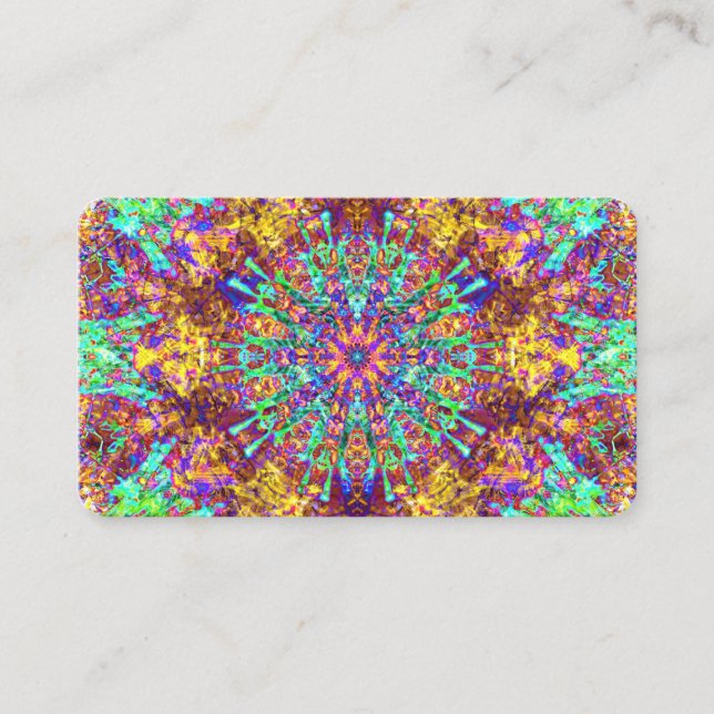 Psychedelic Mandala Trippy Hippie Color Splash Visitenkarte (Vorderseite)
