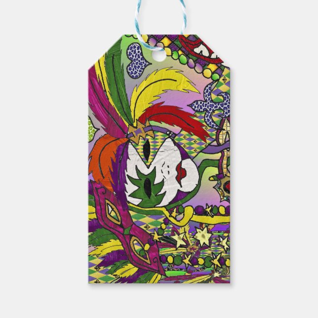 Psychedelic Mardi Gras Feather Mask Geschenkanhänger (Vorderseite)
