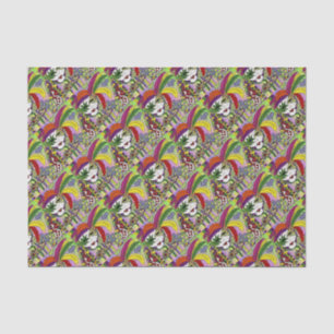 Psychedelic Mardi Gras Feather Mask Seidenpapier