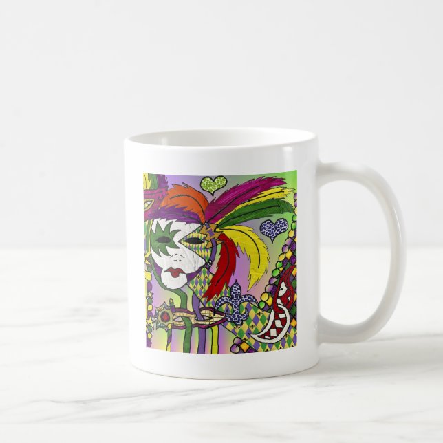 Psychedelic Mardi Gras Feather Mask Tasse (Rechts)