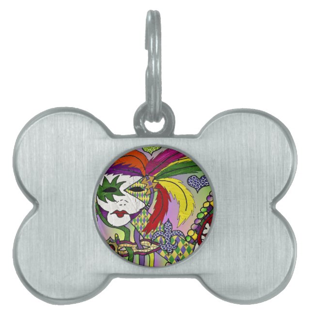 Psychedelic Mardi Gras Feather Mask Tiermarke (Vorderseite)
