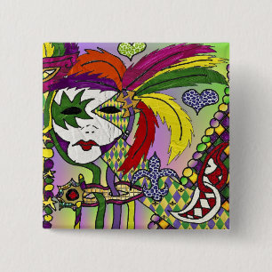 Psychedelic Mardi Gras Feather Masken Geschenke Ap Button