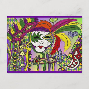 Psychedelic Mardi Gras Feather Masken Geschenke Ap Postkarte