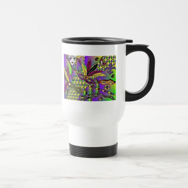 Psychedelic Mardi Gras Feather Masken Geschenke Ap Reisebecher (Rechts)