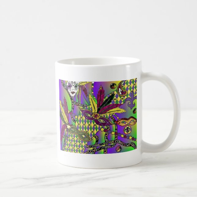 Psychedelic Mardi Gras Feather Masken Geschenke Ap Tasse (Rechts)