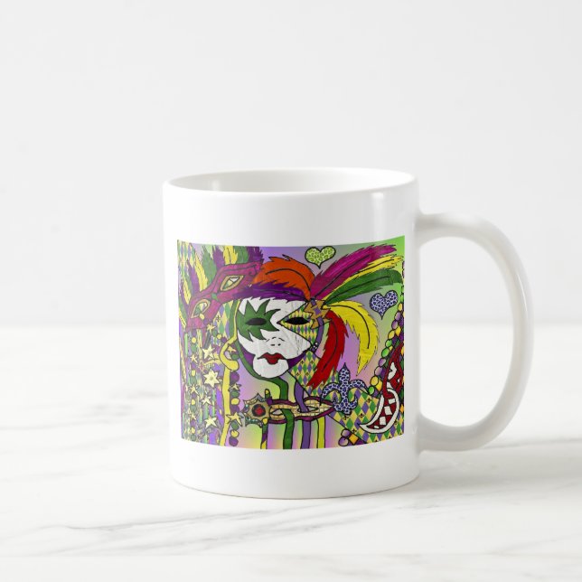 Psychedelic Mardi Gras Feather Masken Geschenke Ap Tasse (Rechts)