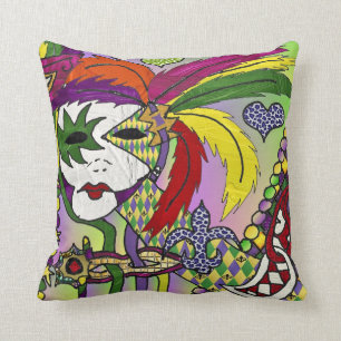 Psychedelic Mardi Gras Feather Masken wirbelkissen Kissen