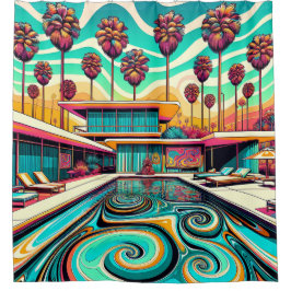 "Psychedelic Mid Century Modern Pool" Duschvorhang