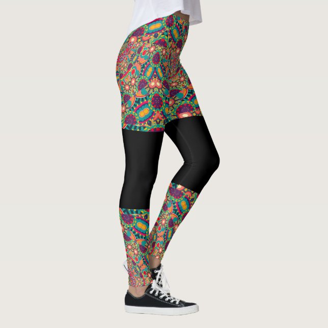 Psychedelic Millefiori Mandala Art Yoga Leggings (Rechts)