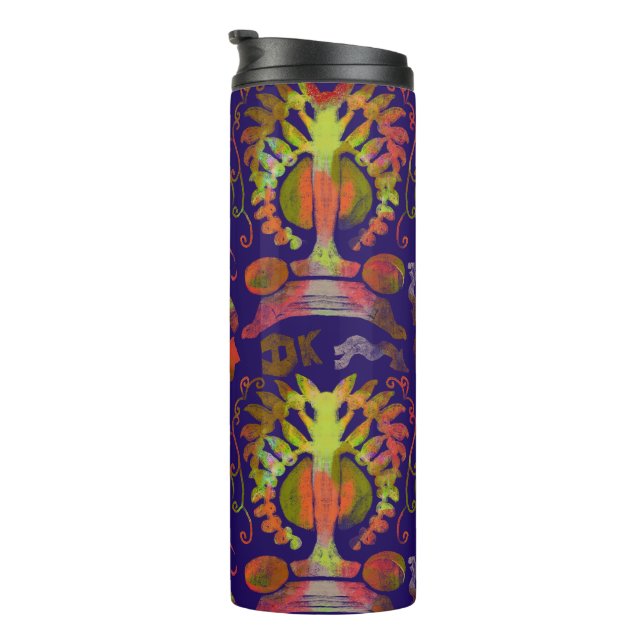 Psychedelic Mirror Symmetrie Abstrakte Kunst Thermosbecher (Nach rechts gedreht)