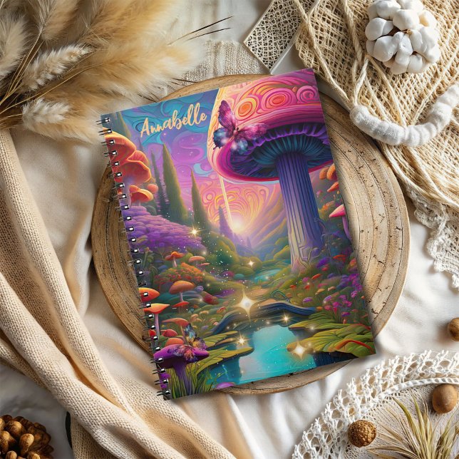 Psychedelic Mushroom Fantasy Spiral Foto Notebook Notizblock (Von Creator hochgeladen)