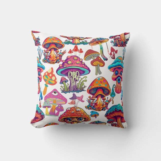 Psychedelic Mushroom Pattern 3D Kissen (Vorderseite)