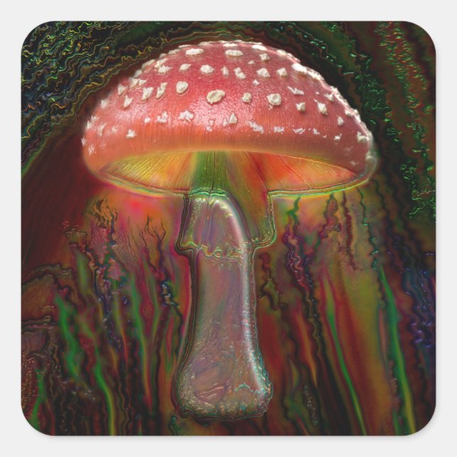 PSYCHEDELIC MUSHROOM QUADRATISCHER AUFKLEBER (Vorderseite)