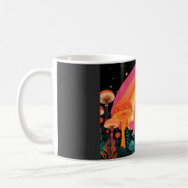 Psychedelic Mushroom Sunset – Retro Fantasy Nature Kaffeetasse