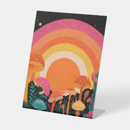 Psychedelic Mushroom Sunset – Retro Fantasy Nature Sockelschild