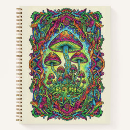 Psychedelic Neon Mushroom Forest Zen tangle Notizbuch