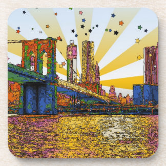 Psychedelic New York City: Brooklyn Bridge, WTC #1 Getränkeuntersetzer