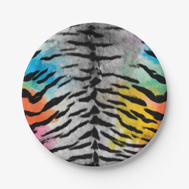 Psychedelic Night Tiger Skin Print Pappteller (Vorderseite)
