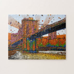 Psychedelic NYC: Brooklyn Bridge #1 Puzzle