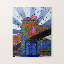 Psychedelic NYC: Brooklyn Bridge #2 Puzzle