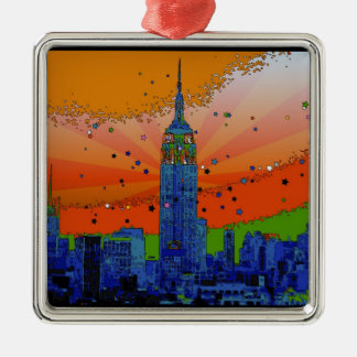 Psychedelic NYC: Emp St Gebäude #3 Ornament Aus Metall