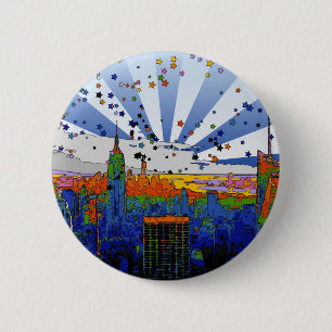 Psychedelic NYC: ESB-weite Skyline-Ansicht Button