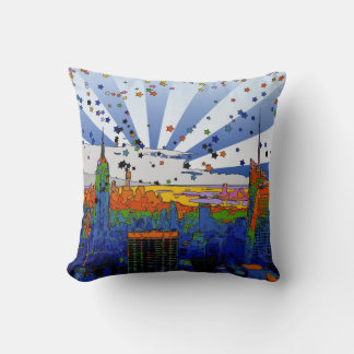 Psychedelic NYC: ESB-weite Skyline-Ansicht Kissen