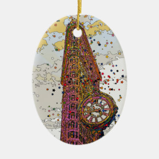 Psychedelic NYC: Flatiron Gebäude & Clock #1A Keramik Ornament