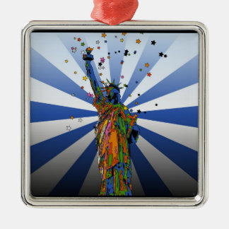 Psychedelic NYC: Freiheitsstatue #2 Ornament Aus Metall