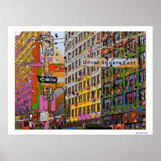 Psychedelic NYC: Gewerkschaft Square Gebäude, St S Poster