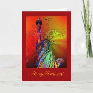 Psychedelic NYC: Statue of Liberty 1R Christmas Feiertagskarte