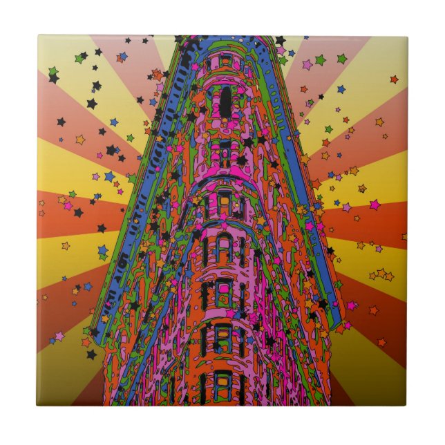 Psychedelic NYC - Top of the Flatiron Gebäude A2 Fliese (Vorderseite)
