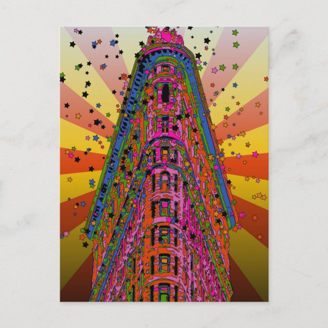 Psychedelic NYC - Top of the Flatiron Gebäude A2 Postkarte (Vorderseite)