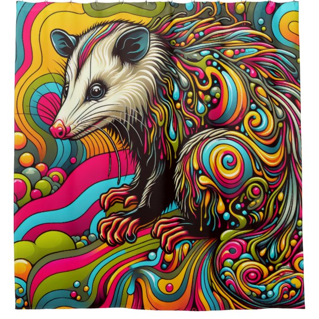 Psychedelic Opossum Duschvorhang (Vorderseite)