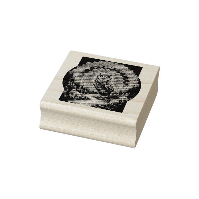 Psychedelic Owl Mandala - Trippy Forest Art Gummistempel (Stempel)