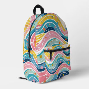 Psychedelic Pastel Rainbow Wave Design Bedruckter Rucksack