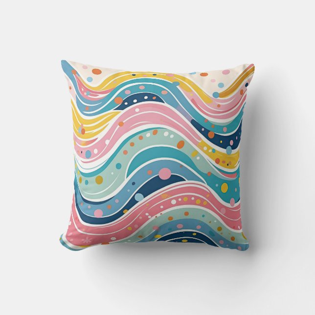 Psychedelic Pastel Rainbow Wave Design Kissen (Vorderseite)