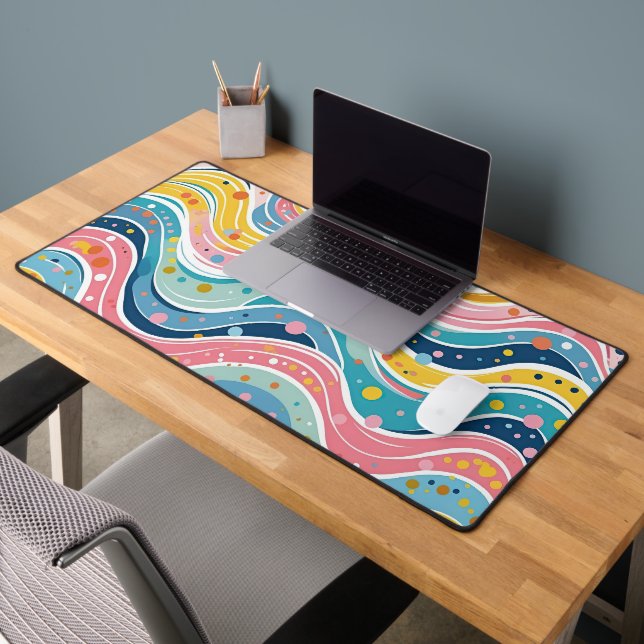 Psychedelic Pastel Rainbow Wave Design Schreibtischunterlage (Büro 2)