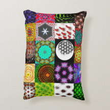 Psychedelic Patchwork Kissen – Colorful Abstract