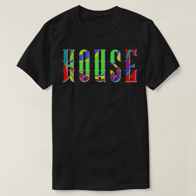 Psychedelic Pattern House Music Electronic Techno  T-Shirt (Design vorne)