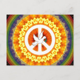 Psychedelic Peace Dove Postkarte