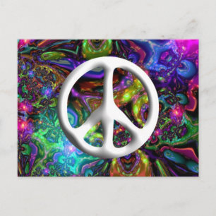 Psychedelic Peace Sign 60er Hippy Chic Postkarte